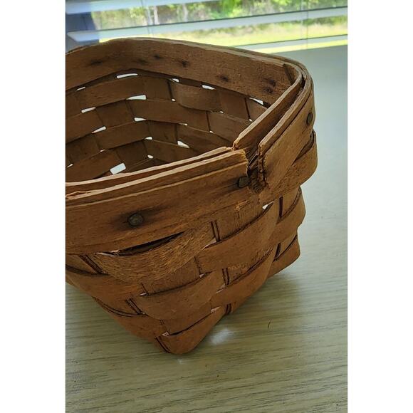 LONGABERGER BASKET-Mail-Keys-Leather Handle-Hanging-Handmade-Signed-1985 - Picture 9 of 13